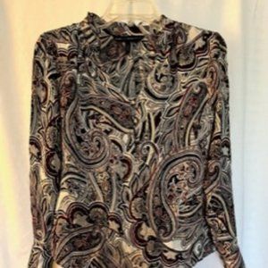 🎉🎉Last Chance🎉🎉White House Black Market Brown Paisley Chiffon Blouse